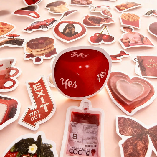 60 Pcs Individual Stickers | Passionate Fiery Red