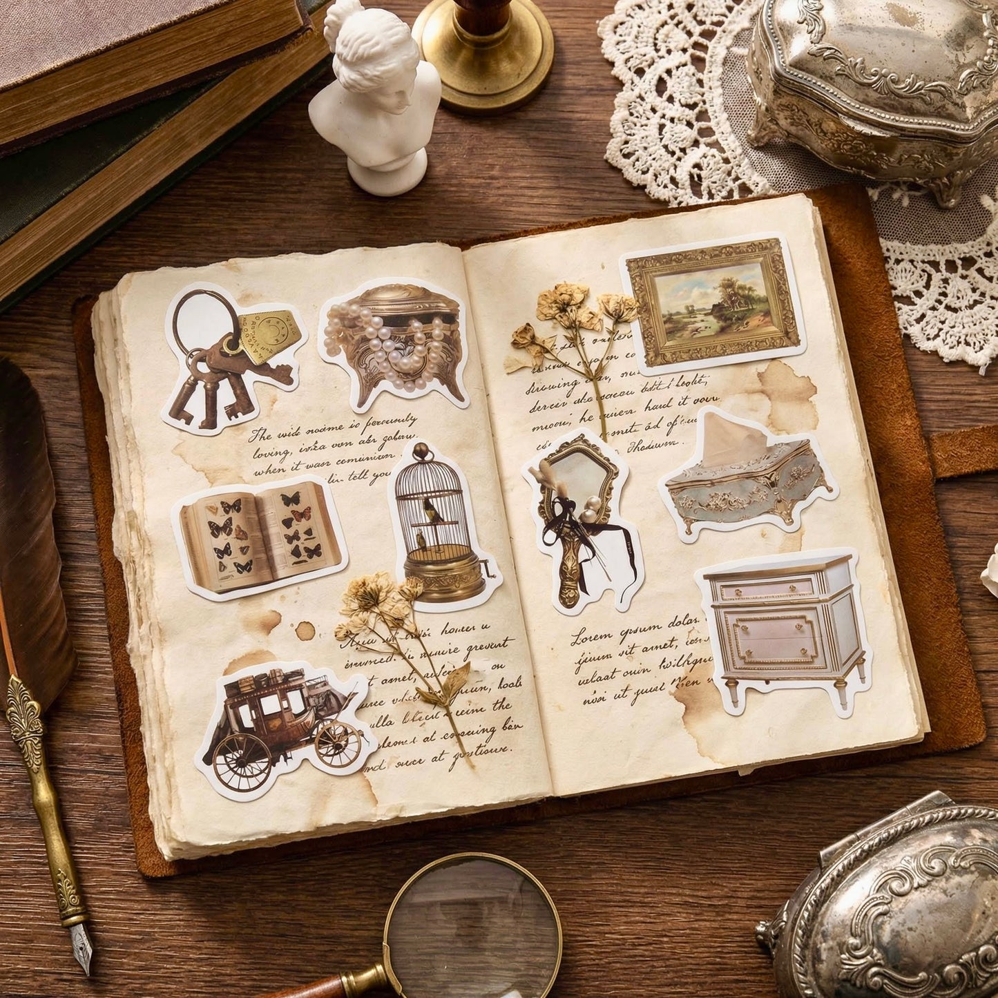 100 Pcs Individual Stickers |  Vintage Royal Treasures