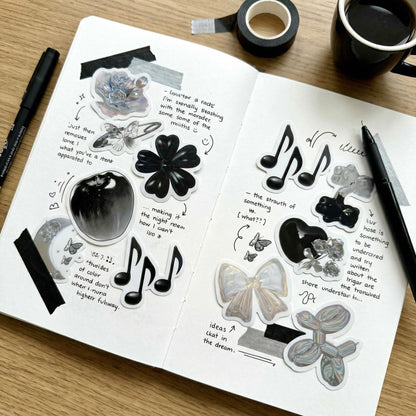100 Pcs Individual Stickers | Titanium Silver-Noir