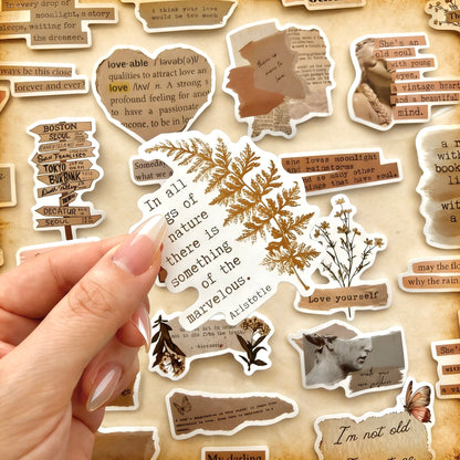 50 Pcs Individual Stickers |  Vintage Inspire Quotes