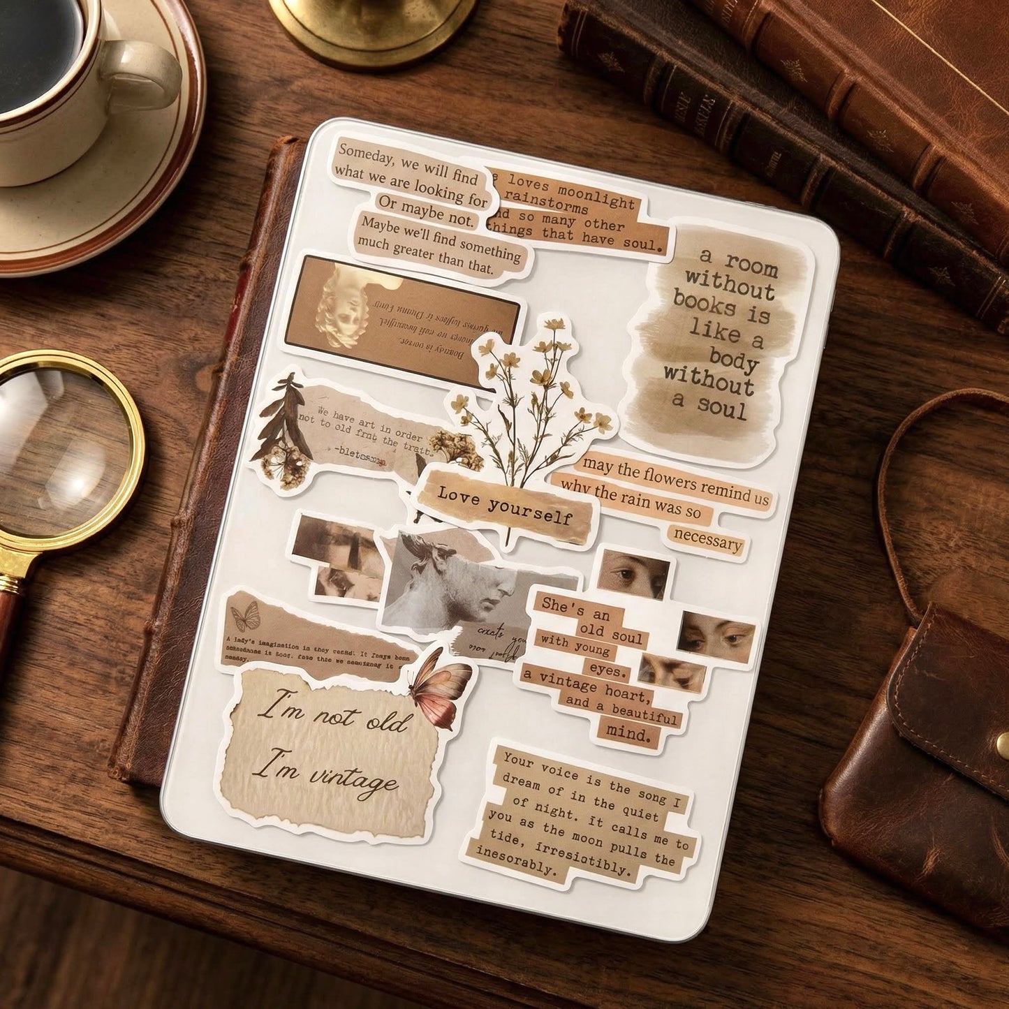 50 Pcs Individual Stickers |  Vintage Inspire Quotes