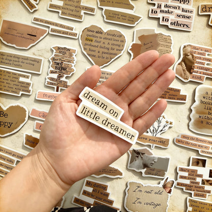 50 Pcs Individual Stickers |  Vintage Inspire Quotes
