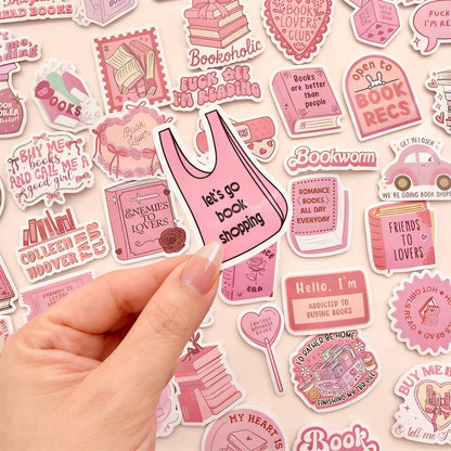 60 Pcs Individual Stickers | Pink Book Lovers