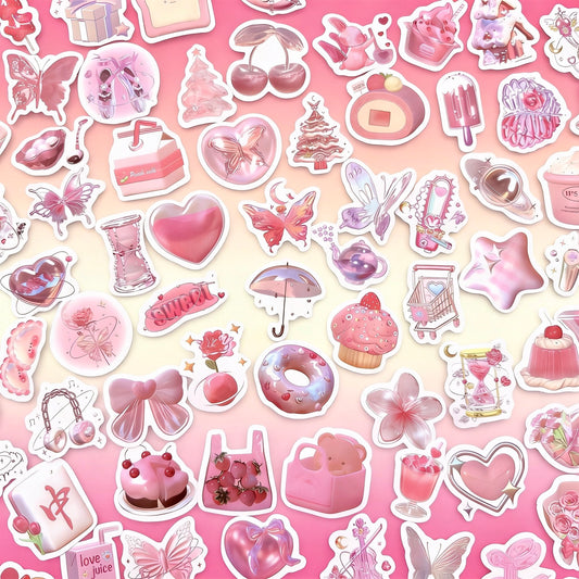 100 Pcs Individual Stickers | Luminous Pink Parade
