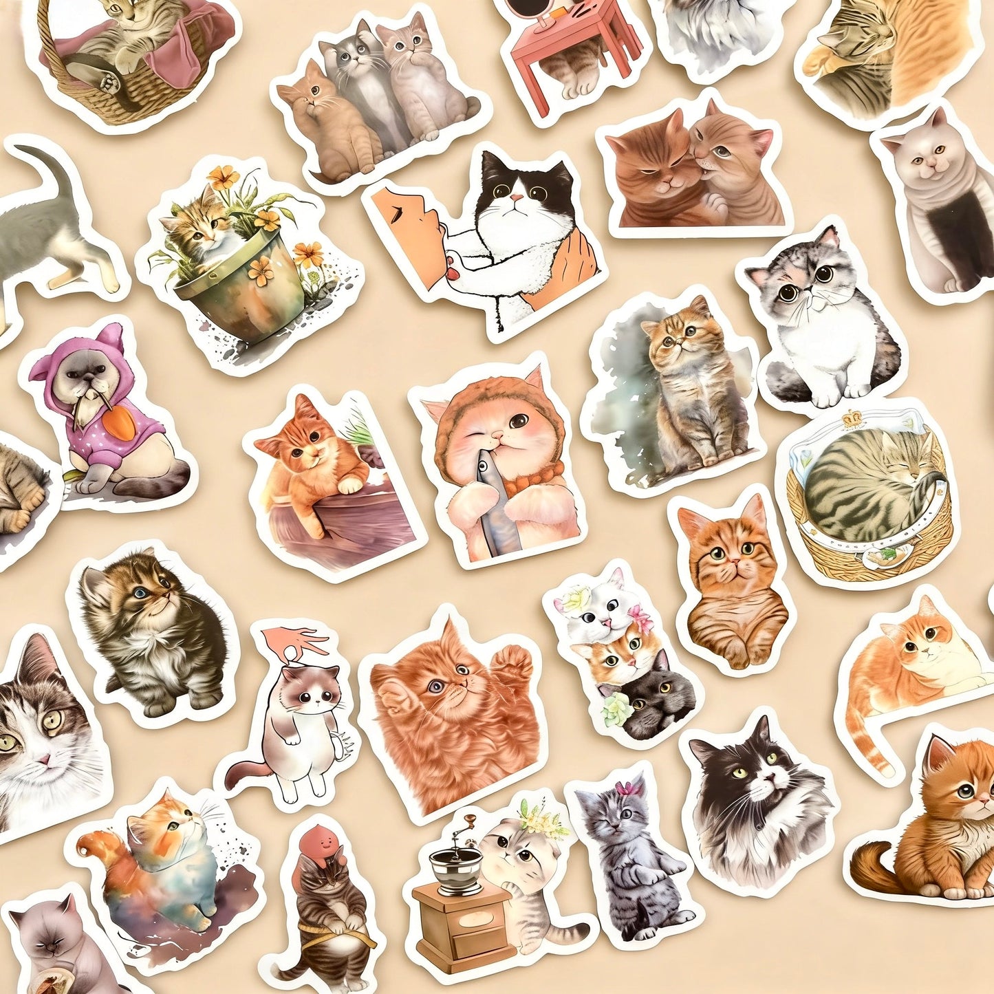 100 Pcs Individual Stickers |  Kitty-Cat Collection