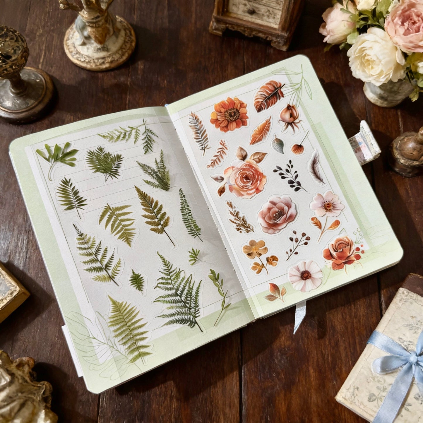 6 Sheets Sticker Set - Korean-style Botanical Floral