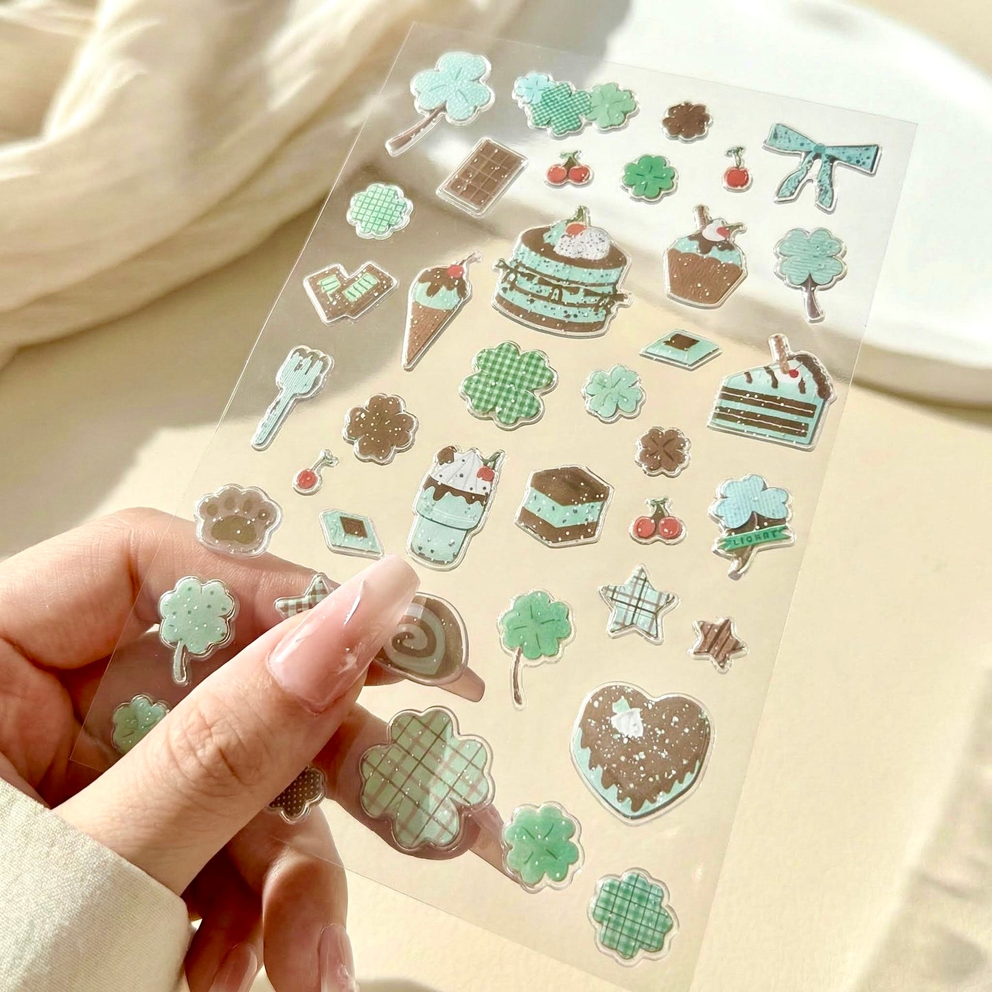 3D Glass-like Epoxy Stickers | Tasty and Lucky Mint Chocolate