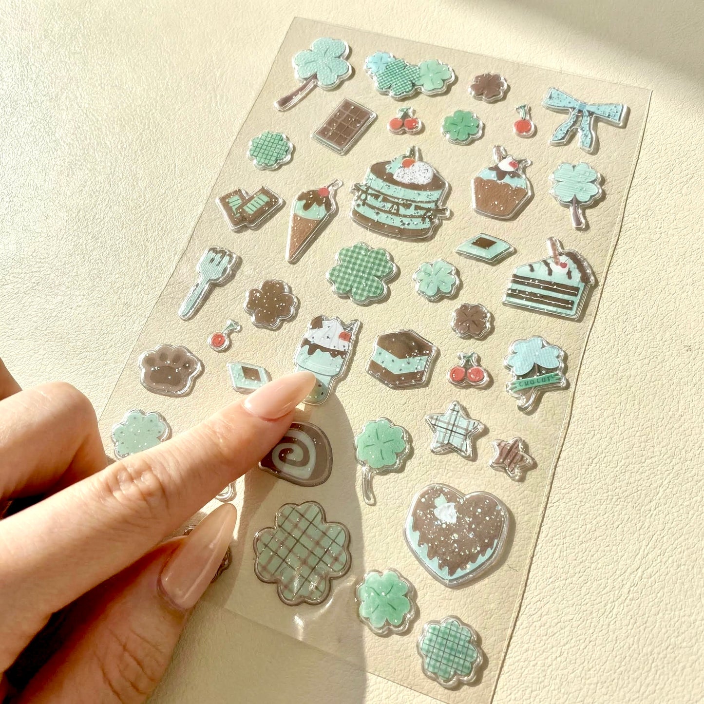 3D Glass-like Epoxy Stickers | Tasty and Lucky Mint Chocolate