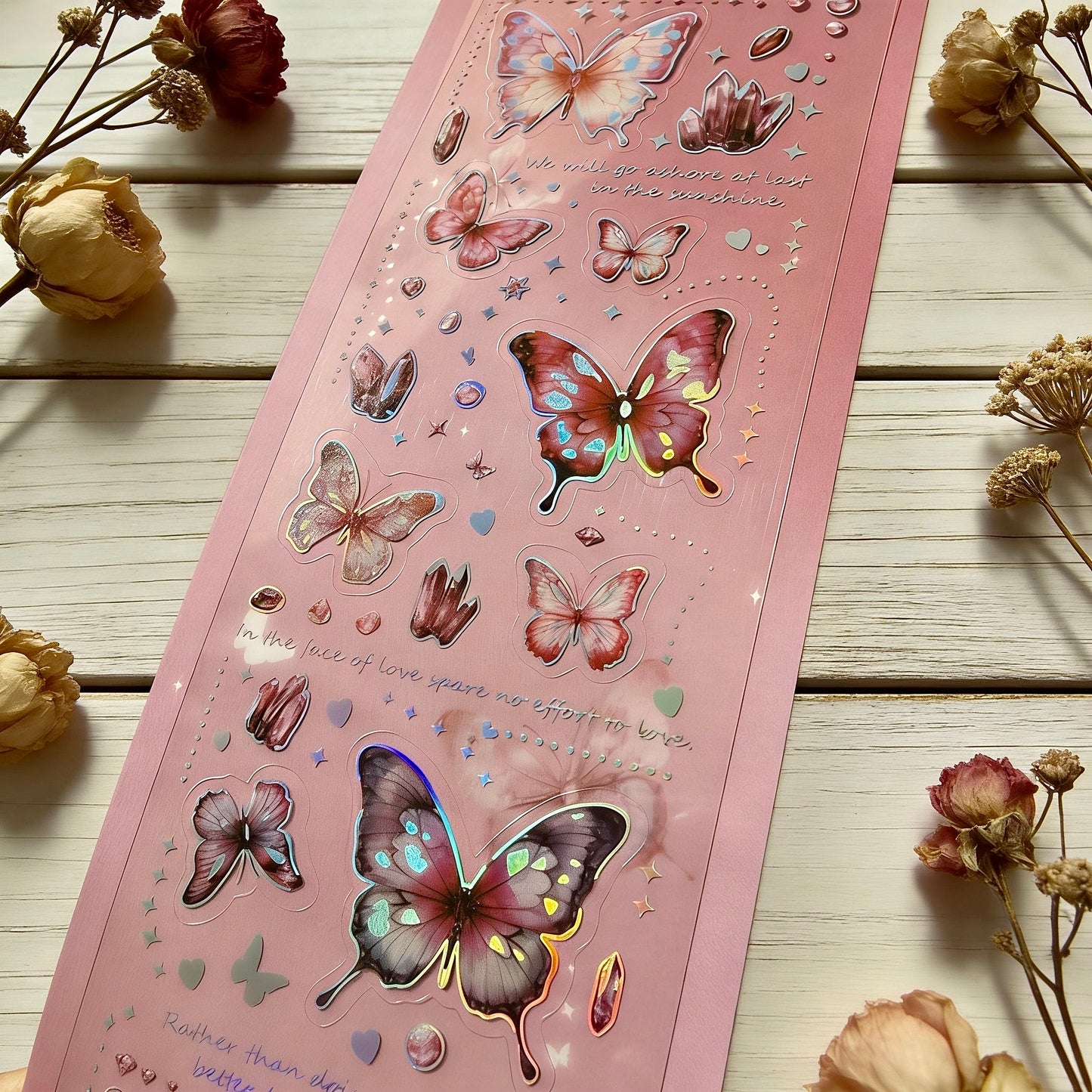 6 Sheets Sticker Set - Korean-style Crystal Shimmer Butterfly