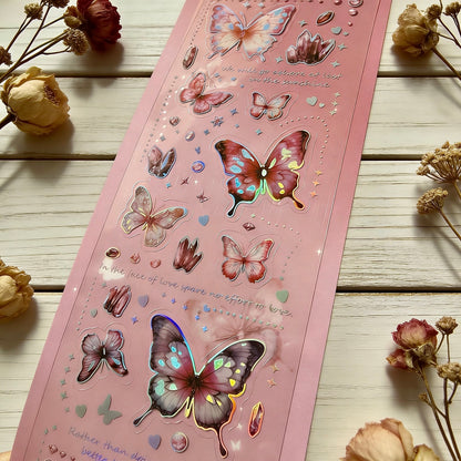 6 Sheets Sticker Set - Korean-style Crystal Shimmer Butterfly