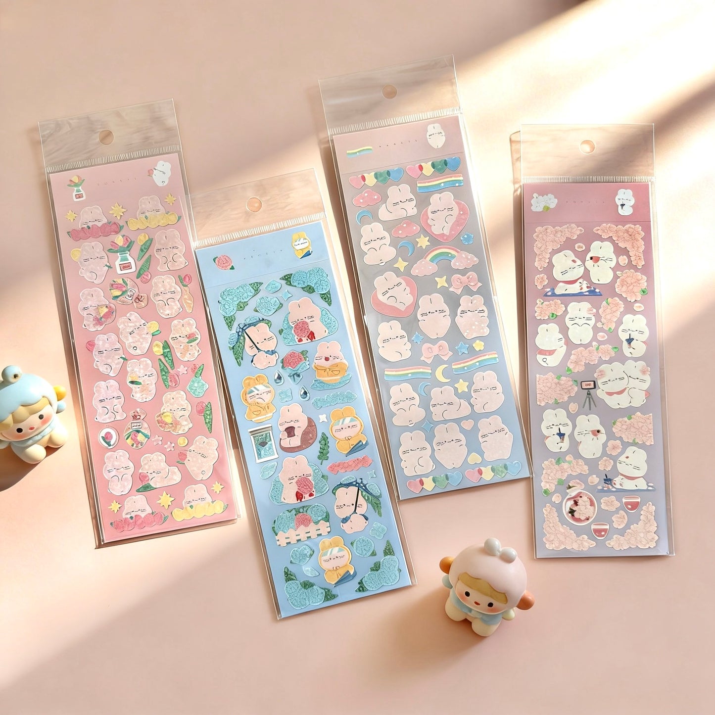 K-Style Sparkle Sticker Collection – Bunny & Floral Edition