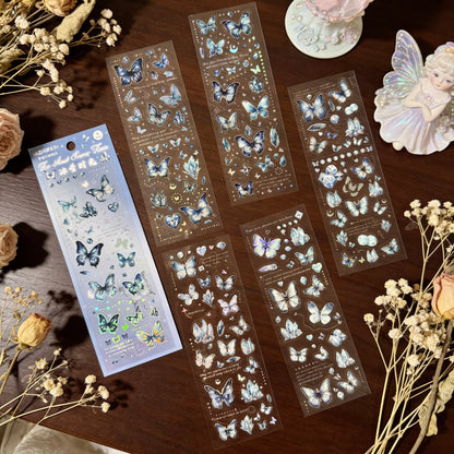 6 Sheets Sticker Set - Korean-style Crystal Shimmer Butterfly