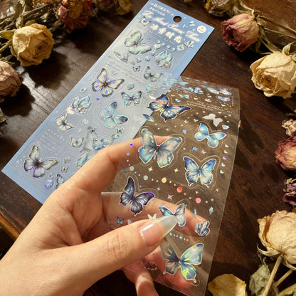 6 Sheets Sticker Set - Korean-style Crystal Shimmer Butterfly