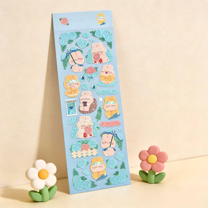 K-Style Sparkle Sticker Collection – Bunny & Floral Edition