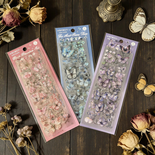 6 Sheets Sticker Set - Korean-style Crystal Shimmer Butterfly