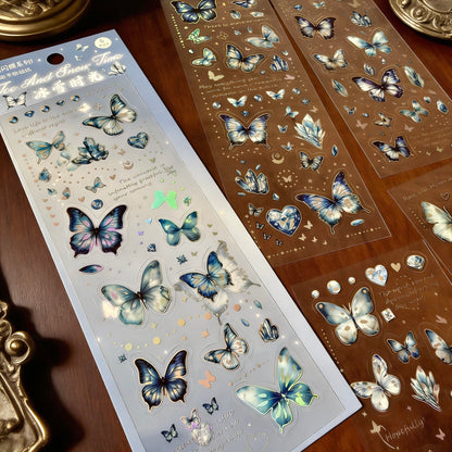 6 Sheets Sticker Set - Korean-style Crystal Shimmer Butterfly