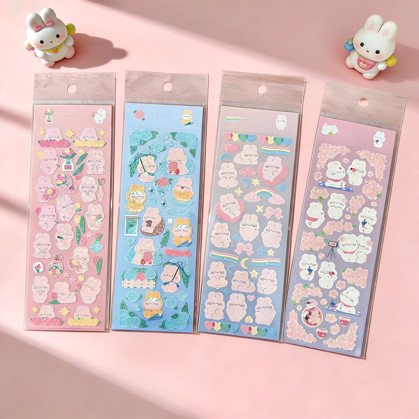 K-Style Sparkle Sticker Collection – Bunny & Floral Edition