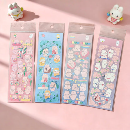 K-Style Sparkle Sticker Collection – Bunny & Floral Edition