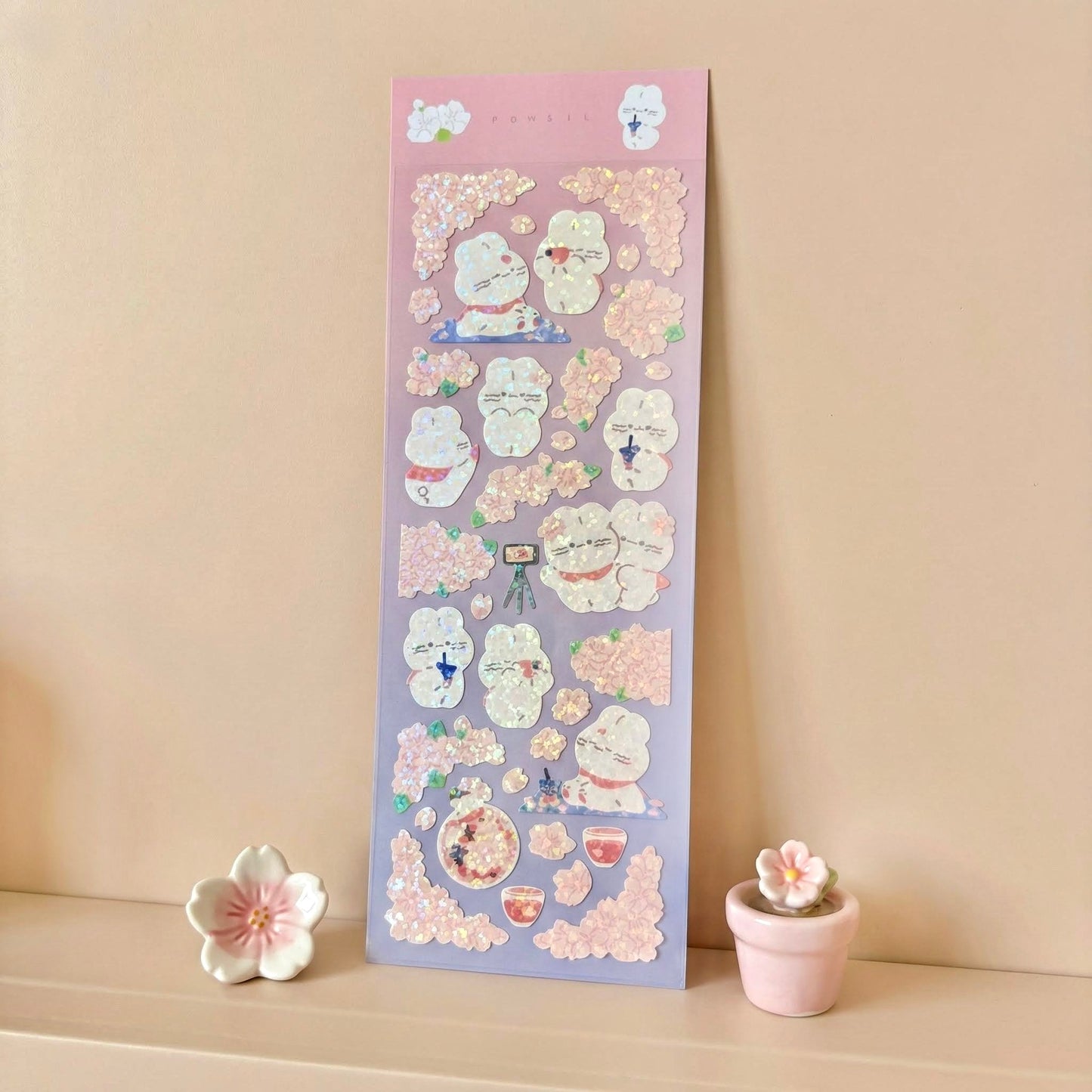K-Style Sparkle Sticker Collection – Bunny & Floral Edition