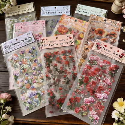 6 Sheets Sticker Set - Korean-style Botanical Floral
