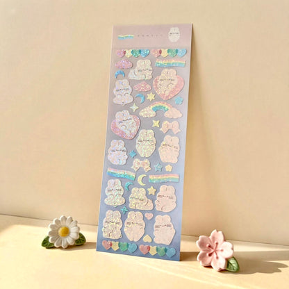 K-Style Sparkle Sticker Collection – Bunny & Floral Edition