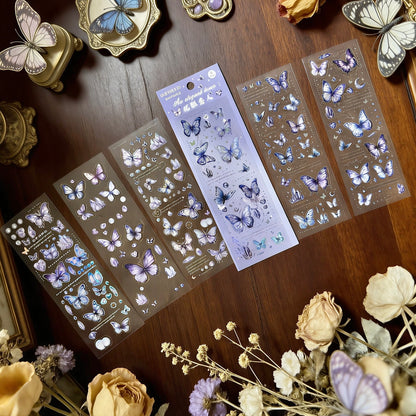 6 Sheets Sticker Set - Korean-style Crystal Shimmer Butterfly