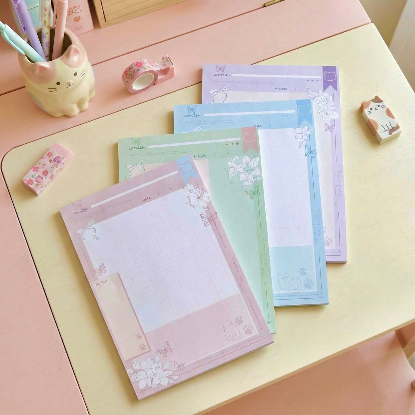 Notepads | Kawaii Meow & Blossom Collection | Extra Large-B5