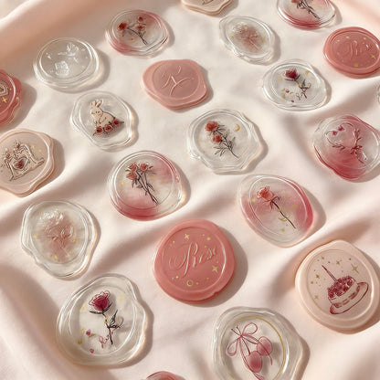 3D Glass-like Epoxy Stickers | Golden Rose Seal