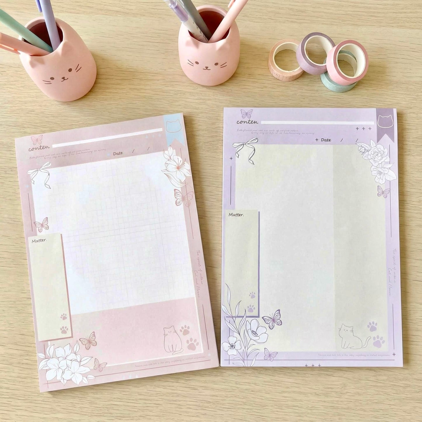 Notepads | Kawaii Meow & Blossom Collection | Extra Large-B5