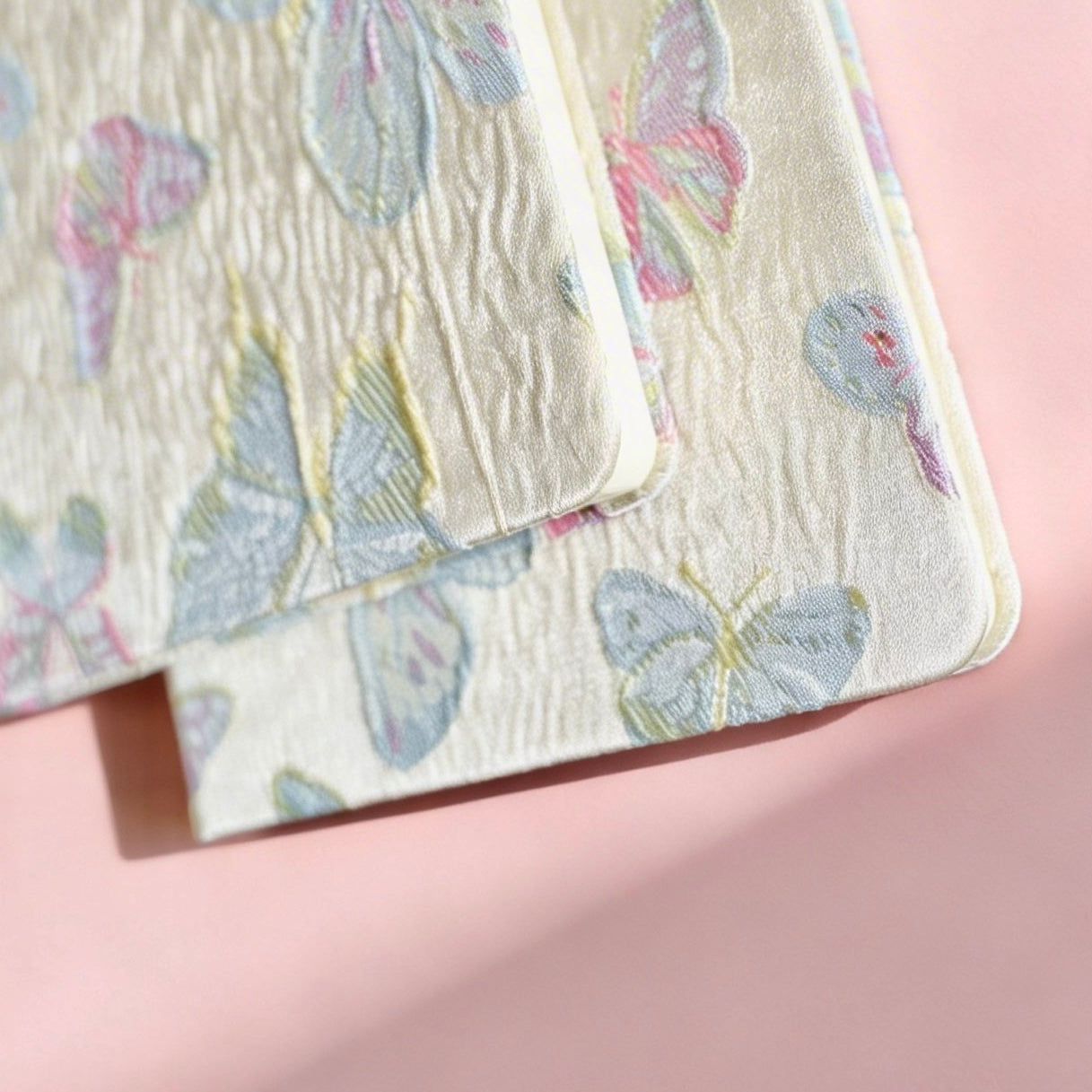 A5 | Fabric Hard Cover | Plain Notebook - Japanese-style Luminous Butterfly