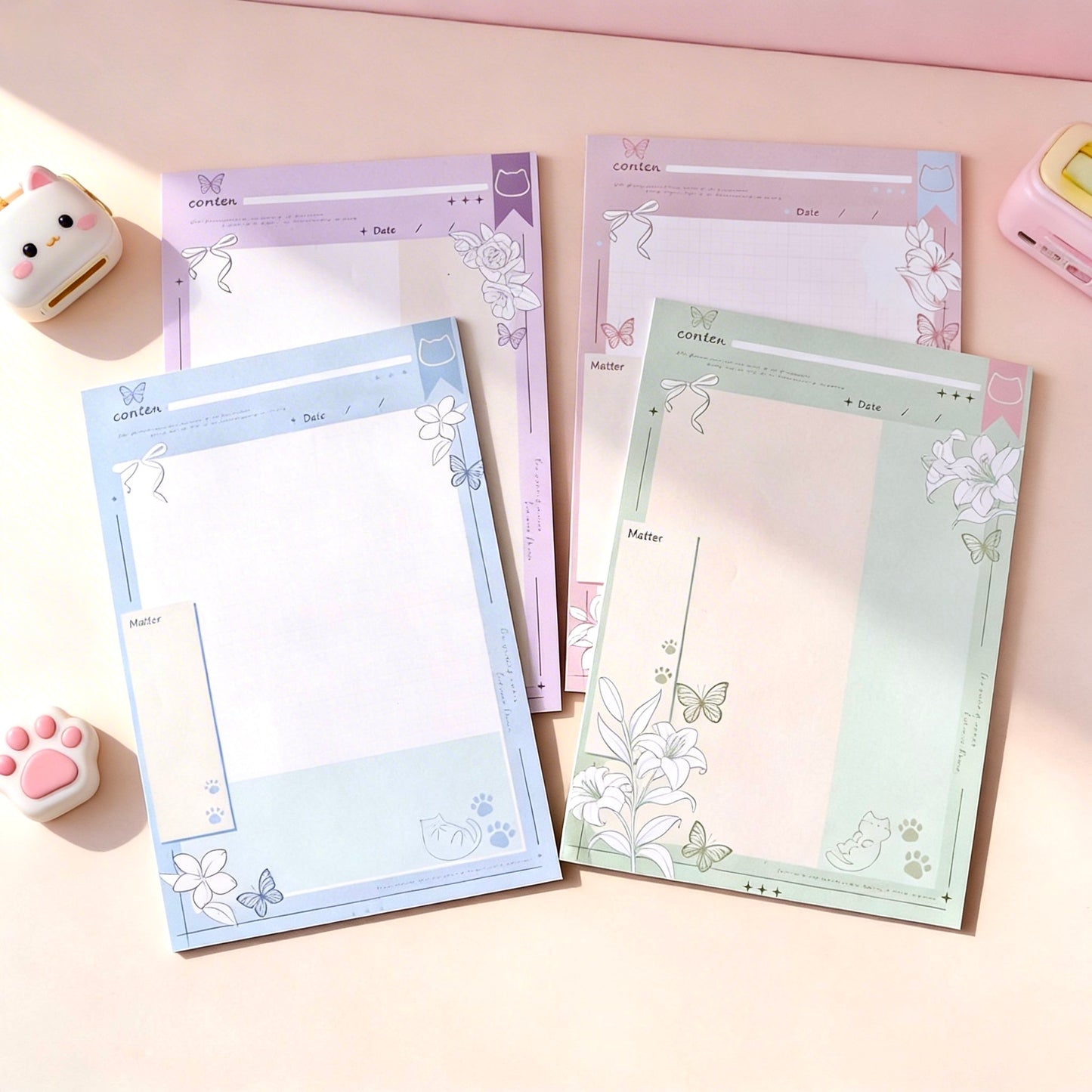 Notepads | Kawaii Meow & Blossom Collection | Extra Large-B5