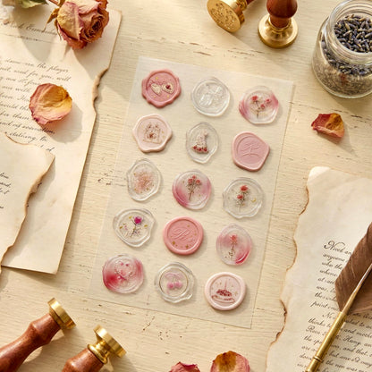 3D Glass-like Epoxy Stickers | Golden Rose Seal