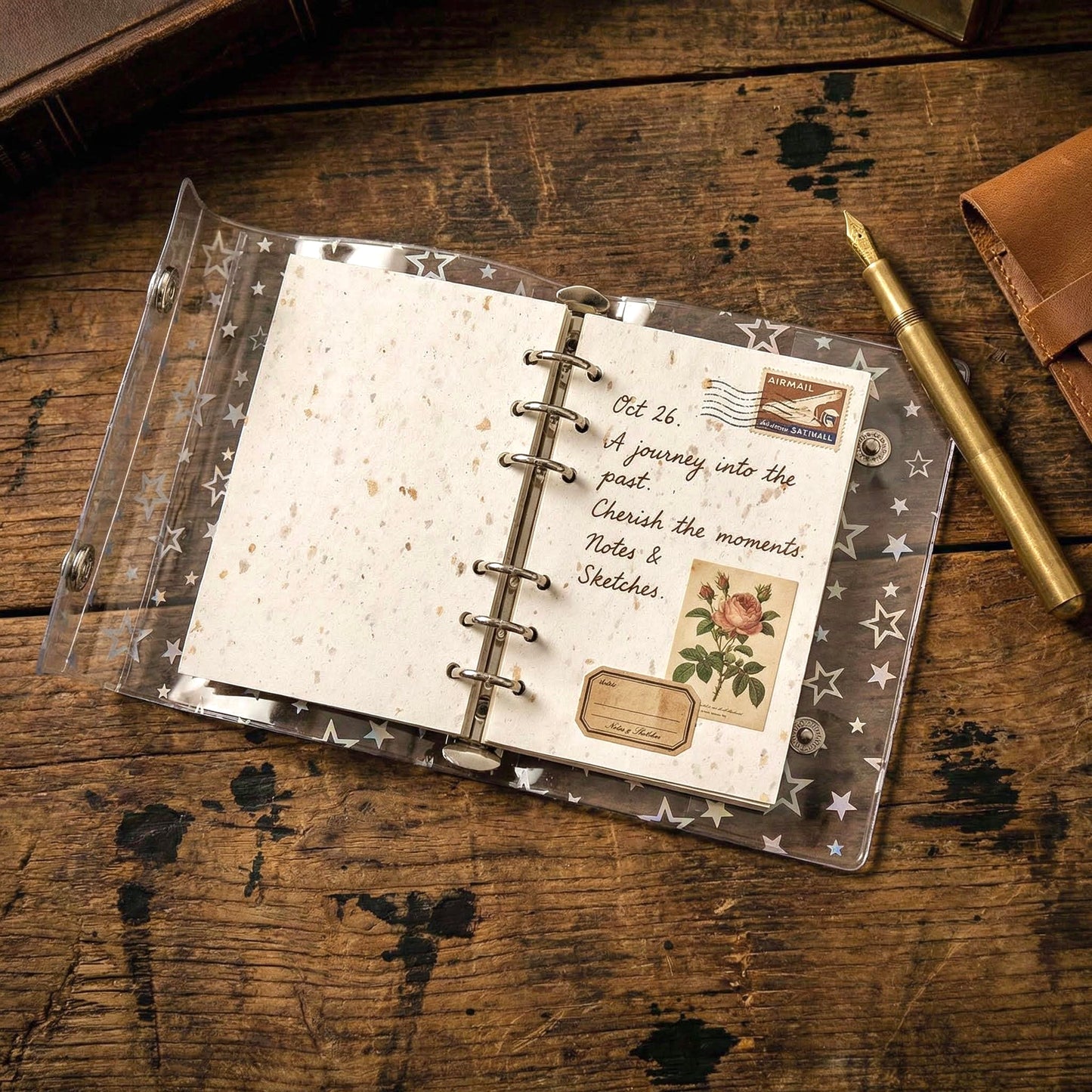 M5 & A6 | 5 Hole and 6 Hole Refill Sheets |  Coffee Ink Splash - Specialty Paper