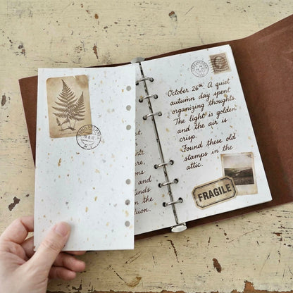 M5 & A6 | 5 Hole and 6 Hole Refill Sheets |  Coffee Ink Splash - Specialty Paper