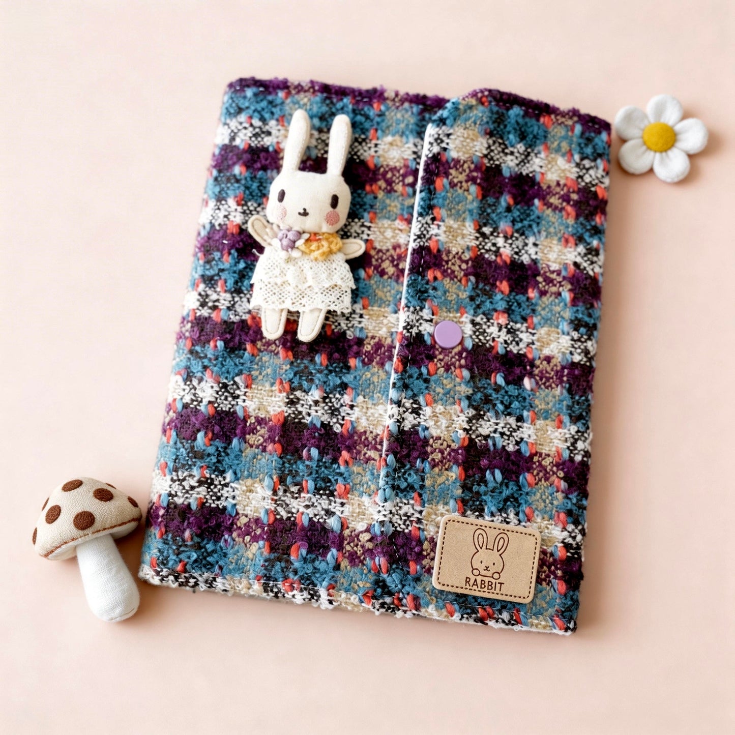 A5 Refillable Notebook | Fabric Cover | Korean-Style Chic Tweed Journal Book