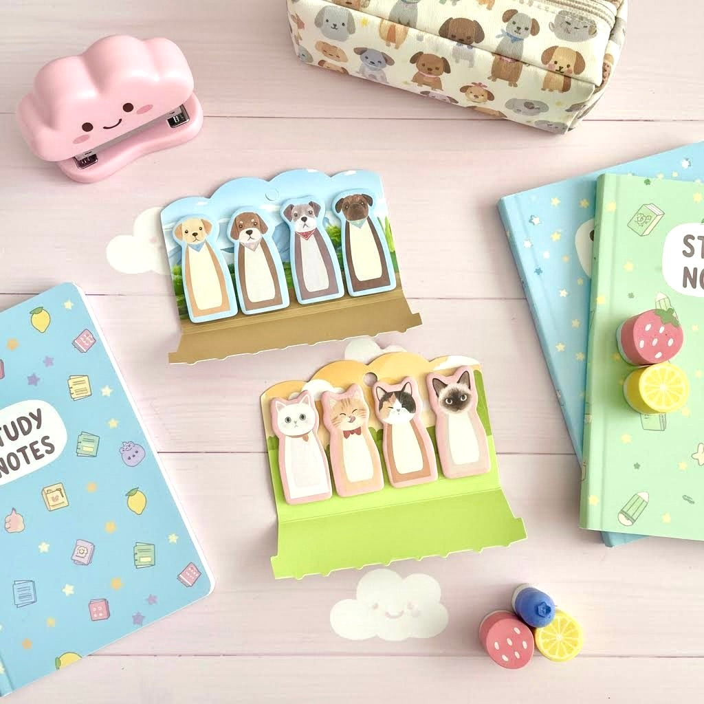 Sweet Happy Pets Index Tabs Sticky Notes Set