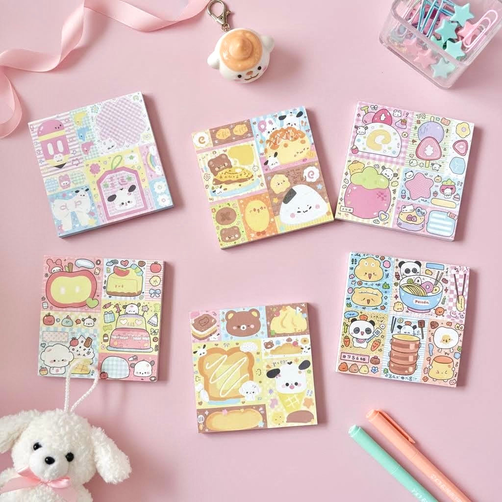 Memo Pads | Japanese-Style Kawaii Doggy Friends Squared Notepads