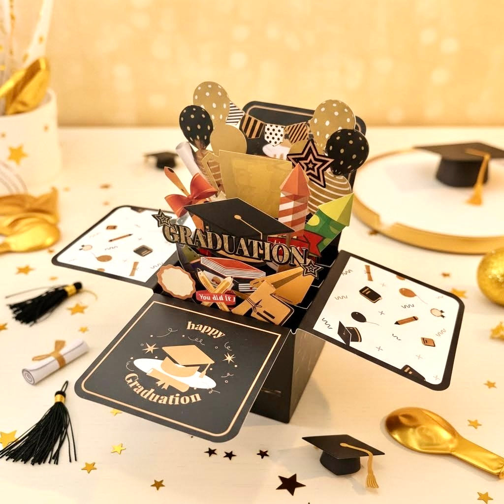 3D Pop-Up Graduation Box Card Congrats Graduate Keepsake Box