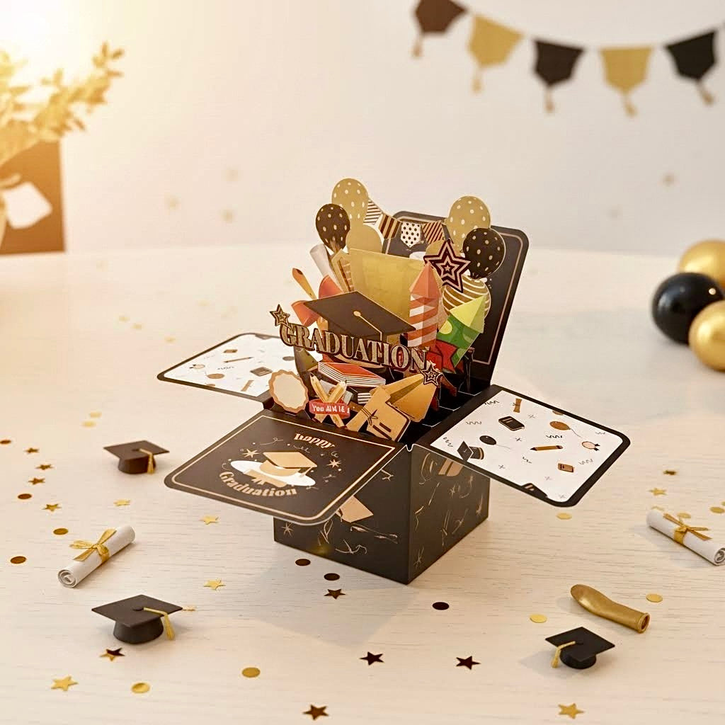 3D Pop-Up Graduation Box Card Congrats Graduate Keepsake Box