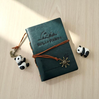 A6 | Soft PU Leather | Refillable Notebook - Panda Fun Travel Journal