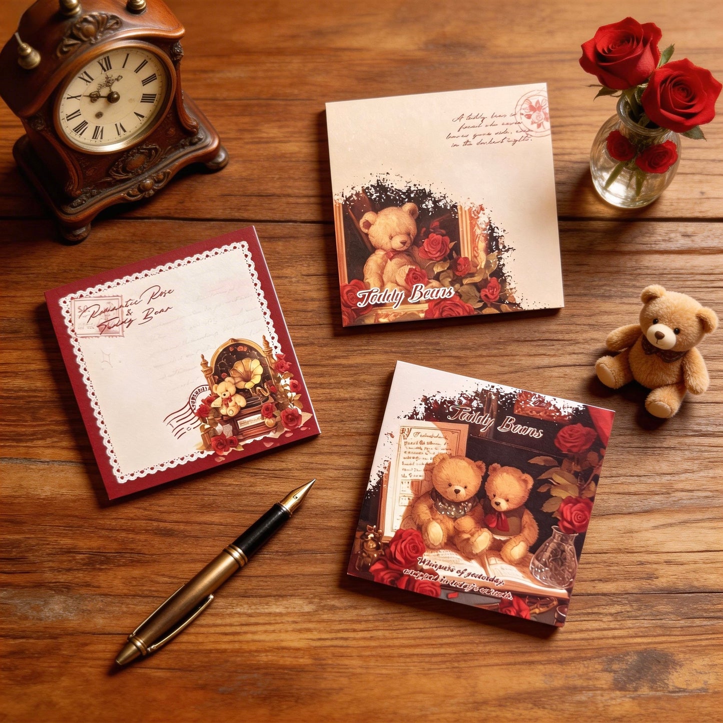 Trio Sticky Notes Set - Teddy Bear Romance Series