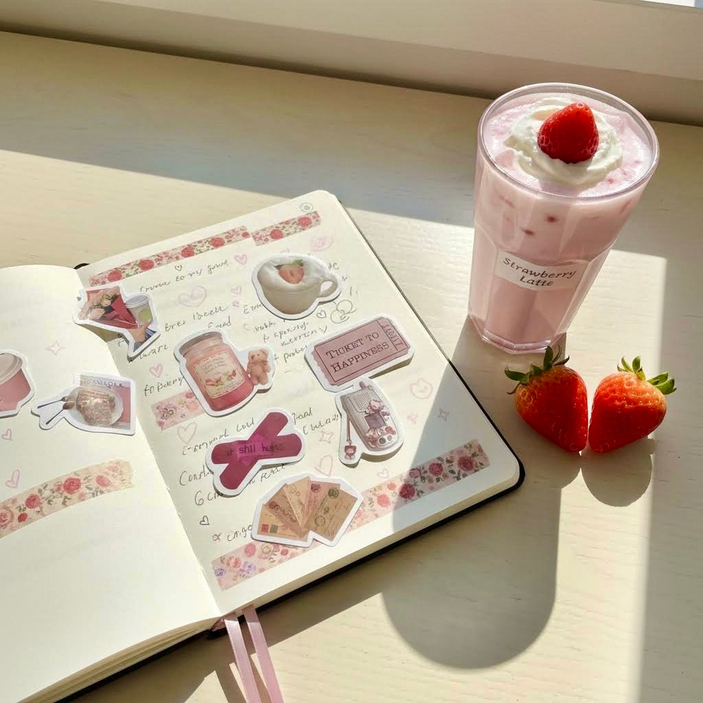 60 Pcs Individual Stickers | Pink Miniature Charm Stickers