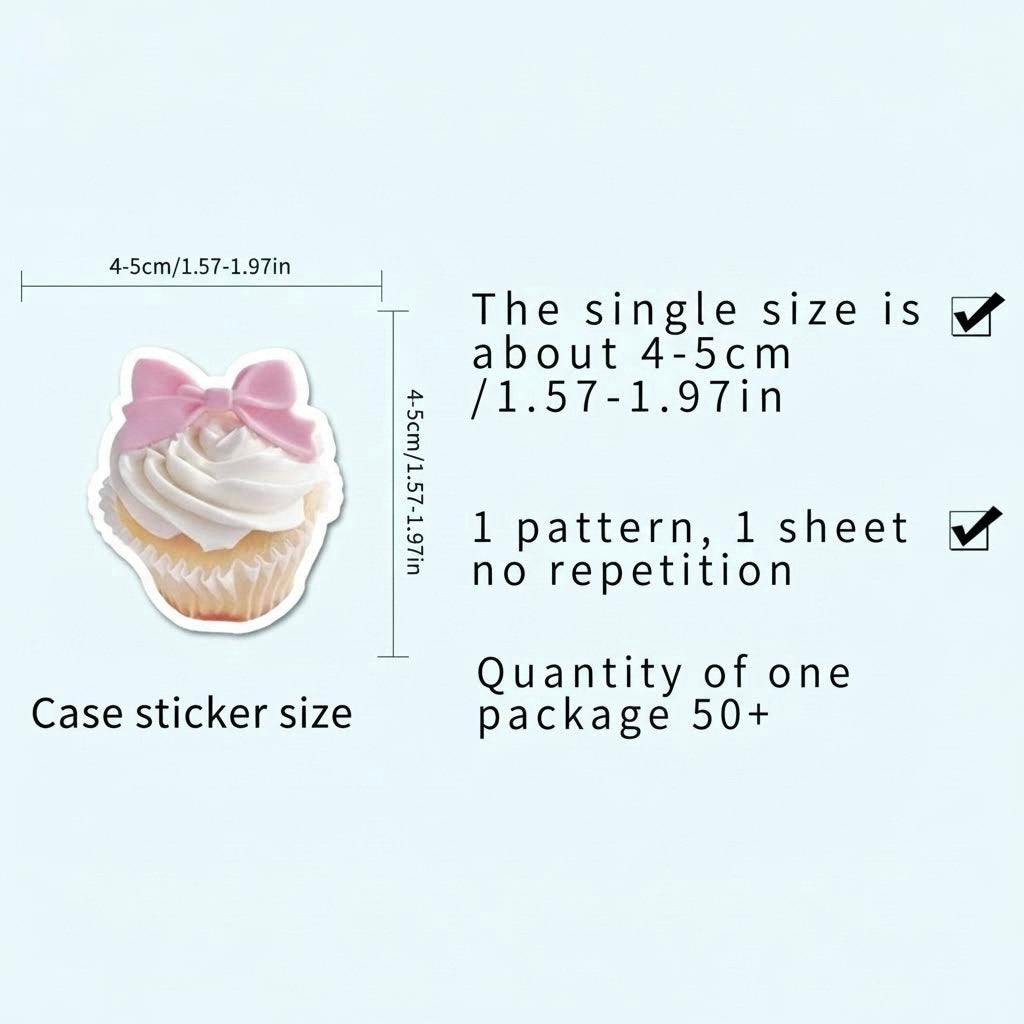 60 Pcs Individual Stickers | Pink Miniature Charm Stickers