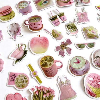 51 Pcs Individual Stickers | The Prettiest Matcha and Pink