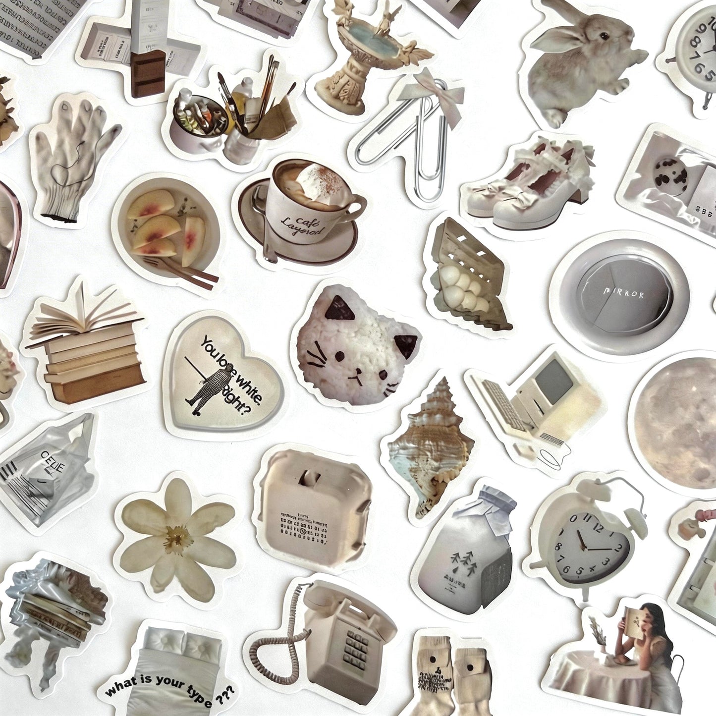 100 Pcs Individual Stickers | Elegant White Charm Stickers