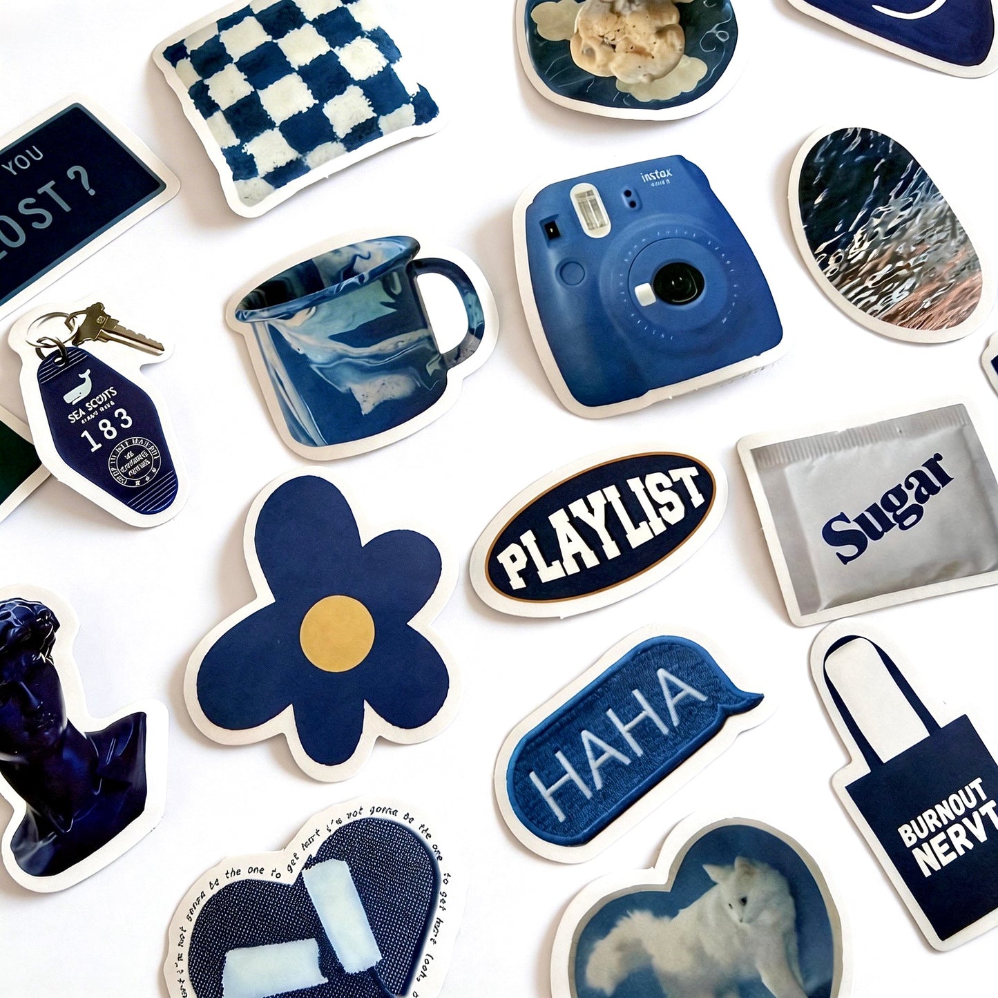60 Pcs Individual Stickers | Moody Klein Blue
