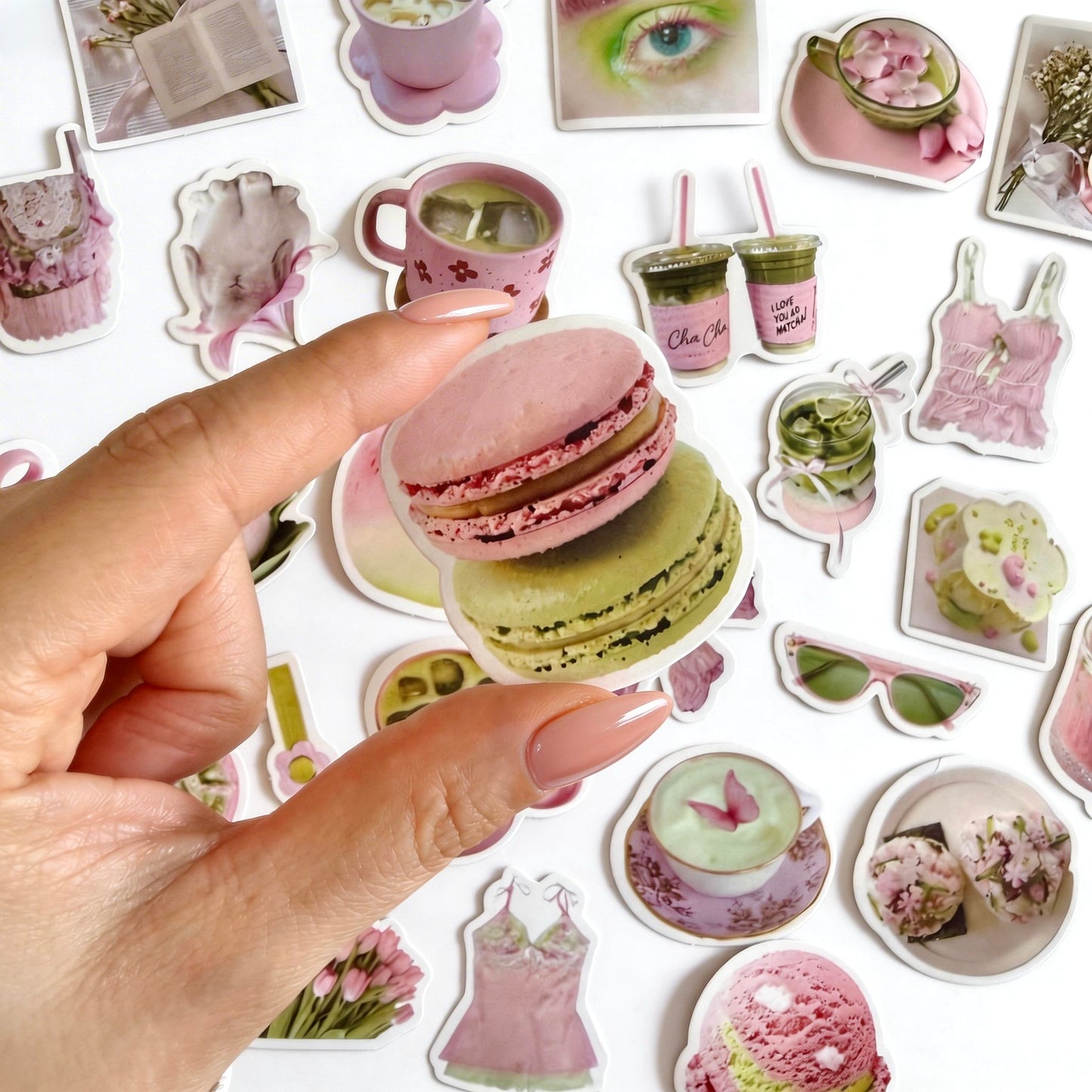 51 Pcs Individual Stickers | The Prettiest Matcha and Pink