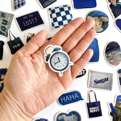60 Pcs Individual Stickers | Moody Klein Blue