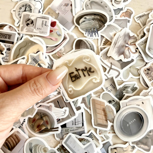 100 Pcs Individual Stickers | Elegant White Charm Stickers