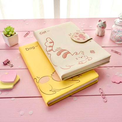 B6 | PU Leather Hardcover | Cat and Dog Notebook with Magnetic Closure